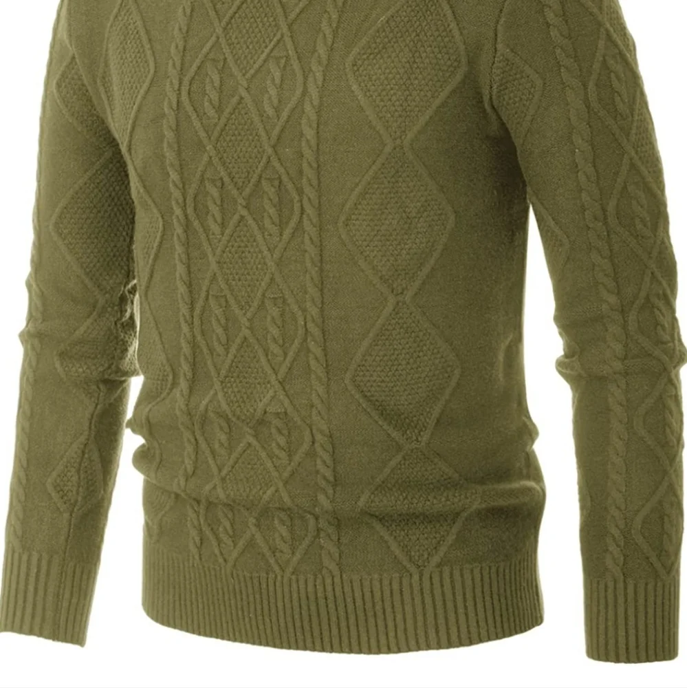 Men's Vintage Turtleneck Sweater Slim Fit Cable Knit Fisherman Sweater - Picture 4 of 5